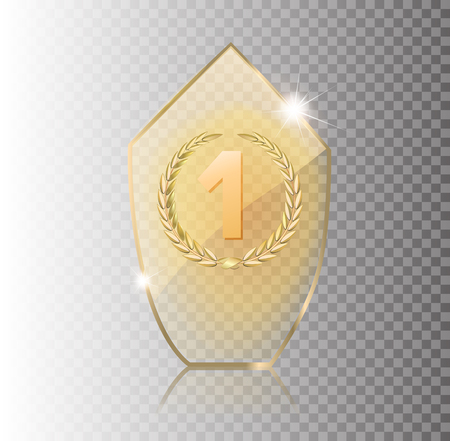 Transparent glass shield, vector illustration . Realistic 3D design. Vector transparent object 10 eps.のイラスト素材