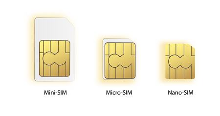 SIM card icon symbol concept. new chip mobile cellular communication technology. set SIM-cards for mobile devices with chip. vector illustration. Vector illustration 10 eps.のイラスト素材