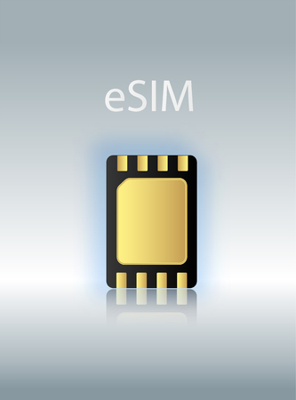 eSIM Embedded SIM card icon symbol concept. new chip mobile cellular communication technology. SIM-cards for mobile devices with chip. vector illustrationのイラスト素材