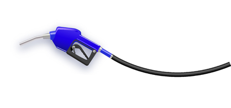 Fueling gasoline or diesel vector web banner. Fuel nozzle on hose of gas, ethanol or biodiesel, line art illustration. Filling stations network, petroleum company landing pageのイラスト素材