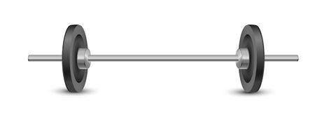 Black and white illustration of a barbell, isolated on the white background. Vector realistic objectのイラスト素材