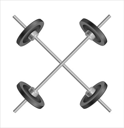 Line Art Simple Barbell GYM Cross Illustration Logo Silhouette .Vector object for design, mockup. Vector realistic objectのイラスト素材