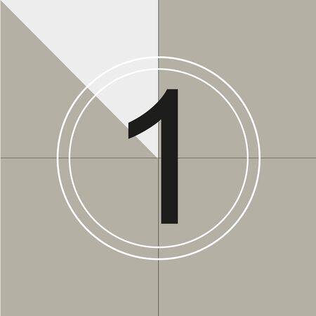 classic movie countdown frame at the number one. Vintage retro cinema. Abstract concept graphic element. Art design. Vector illusration EPS 10のイラスト素材