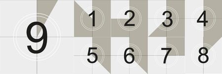 Countdown frame of Old film movie timer count creative vector. Vintage retro cinema. Abstract...
