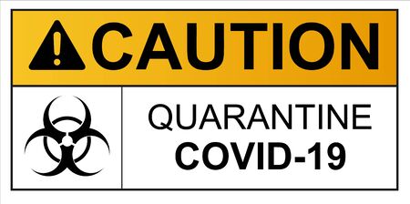 Coronavirus covid 19 caution outbreak quarantine alert sign in front of quarantine room infected coronavirus patient and coronavirus covid 19 disease control expertsのイラスト素材
