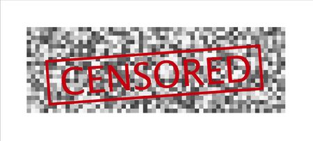 Grunge red black and pixel censored word rubber seal stamp on white background. Vector illusration EPS 10のイラスト素材