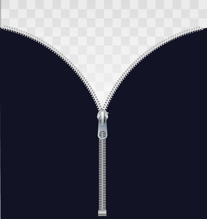 Sewing accessory zipper on a transparent background. Stock vector illustration. Vector illusration EPS 10のイラスト素材