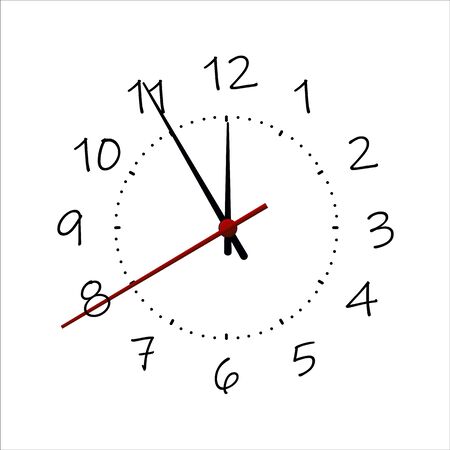 Round clock isolated on white background. Minimal concept. Flat lay. Vector illusrationのイラスト素材