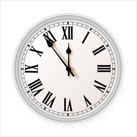 White wall office clock icon set. Design template closeup in vector. Mockup for branding and advertising isolated on white background.のイラスト素材