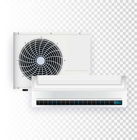 Climate system with outdoor and indoor unit vector illustration of air conditioner.のイラスト素材
