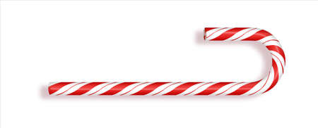 Xmas candy cane isolated on white background. Greeting card template for Christmas and New Year.のイラスト素材