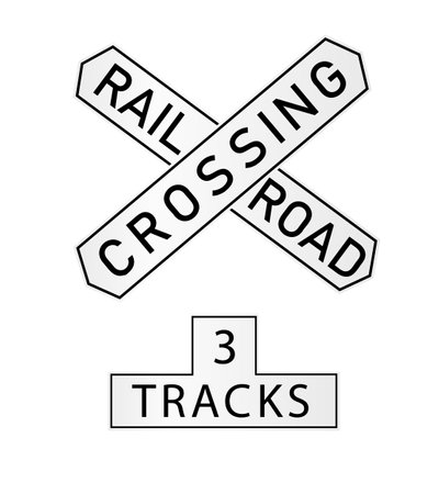 Railway signs set isolated on a white background. Vector railroad traffic light. railroad approach road sign used in the USAのイラスト素材