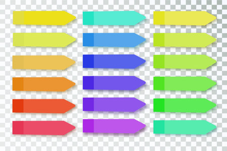Post note stickers on transparent background. color sticky tapes with shadow template. Vectorのイラスト素材