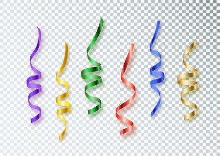 Element of colorful ribbon for celebration or party art work, vector art isolated on white.のイラスト素材