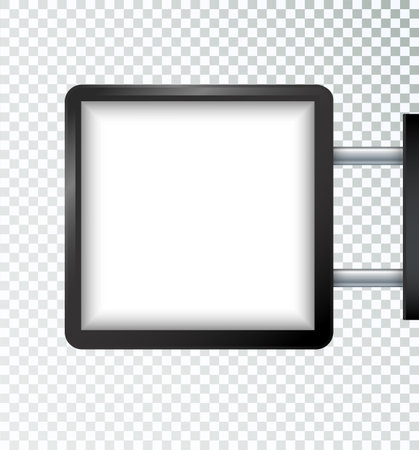 Light box. Street sign hanging mounted on the wall. Office interior.realistic outdoor advertising banner. street light box display mockup. Interior mockup. Vectorのイラスト素材