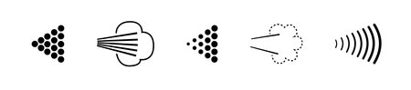 Spray icons set. Spray steam icons. cleanning deodorant sprayed line.Vectorのイラスト素材