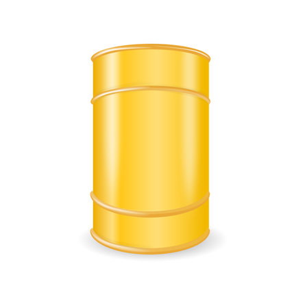 Yellow Metal Oil, Fuel, Gasoline Barrel Isolated. Design Template of Packaging for Mockup. Vectorのイラスト素材