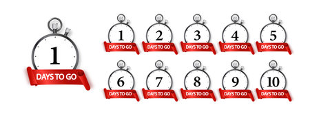 1 days to go icon set. Countdown of days remaining. Offer timer sticker limited to a few days. Vectorのイラスト素材