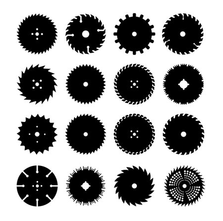 Circular saw. Rotary flat blades saw machine, cut teeth machine for carpentry, machine for wood construction. Vectorのイラスト素材