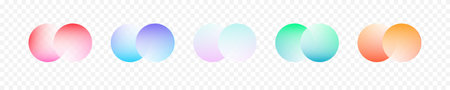Transparent graphic design circles element . Connected round shapes. Company logo. Vectorのイラスト素材