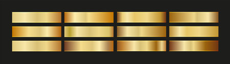 Holographic, silver, bronze and golden foil texture background set. Gold hologram metallic gradient collection. Vector graphic iridescent.のイラスト素材