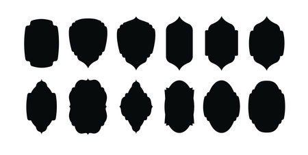 Set of vintage label and badges shape collections. Black template for patch. Vectorのイラスト素材