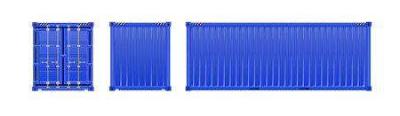 Blue Shipping Cargo Container Twenty and Forty feet. Logistics and Transportation. Vectorのイラスト素材