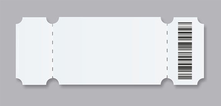 Ticket Empty template. Concert movie theater boarding blank white tickets lottery coupons . Vectorのイラスト素材