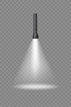 Flashlight on a transparent background. Shine lighting torch. Vectorのイラスト素材