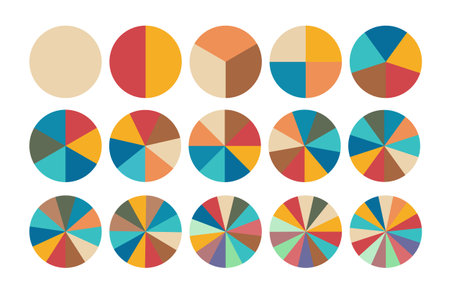 Pie chart set. Colorful diagram collection with. Circle icons for infographic. Vectorのイラスト素材