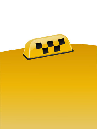 3d Realistic Taxi Car Roof Sign Icon Set Closeup Isolated. Yellow French Taxi Sign Design. Template for Taxi Service. Vectorのイラスト素材