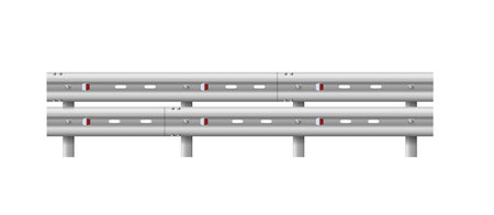 Metallic road barrier fence. 3d roadblock for safety on highway. Metallic road barrier fence. Vectorのイラスト素材