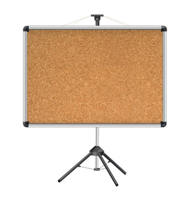 Cork board with wood frame. Empty corkboard with brown texture on transparent background. Business noticeboard. Vectorのイラスト素材