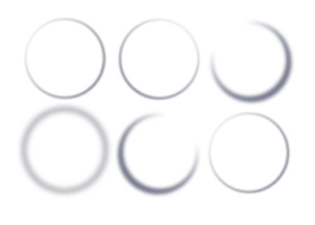 Realistic round shadow with soft edges. Gray round shadows isolated on transparent background.のイラスト素材