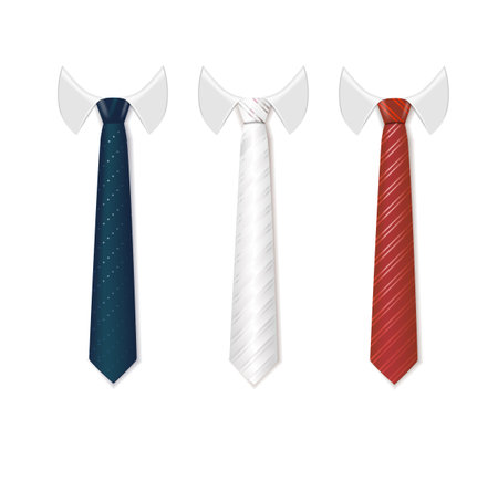 3d Realistic Neck tie with white collar. Tie neck vector with different stripe pattern. Vectorのイラスト素材