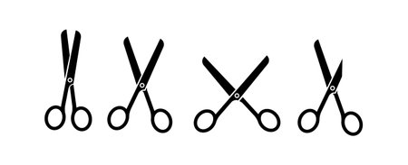 Cut here line icon pack symbol. Paper cut icon with dotted line. Scissors with cut lines. Vectorのイラスト素材
