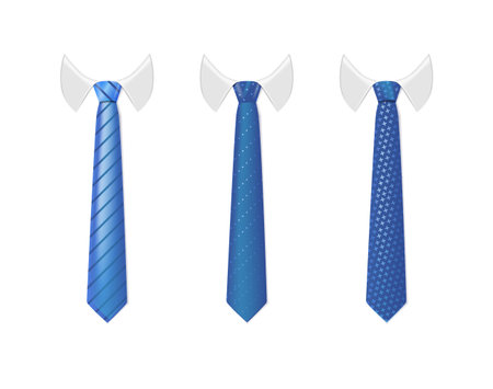 3d Realistic Neck tie with white collar. Tie neck vector with different stripe pattern. Vectorのイラスト素材