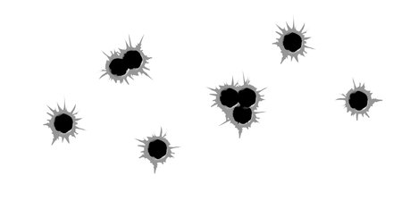 Bullet hole template. Damage and cracks on surface from bullet. Vectorのイラスト素材