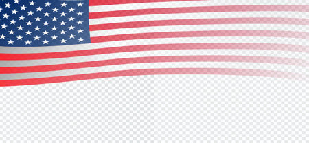 Waving Americen flag on transparent background with copy space, vector illustration. Vectorのイラスト素材