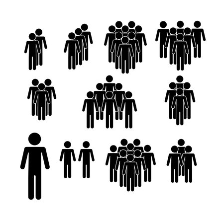 Set of people icons in flat style. Crowd. Group of people . Company or teamのイラスト素材