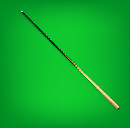 Billiard cues on green background. Snooker sports equipment. Vintage pool cue. Vectorのイラスト素材