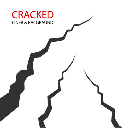 Cracked ground. Realistic crack texture crack. Rift on surface. Split terrain after earthquake. Crack on the wall or on the ice. vectorのイラスト素材