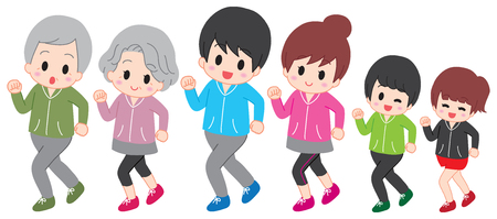 Third generation family to jogのイラスト素材
