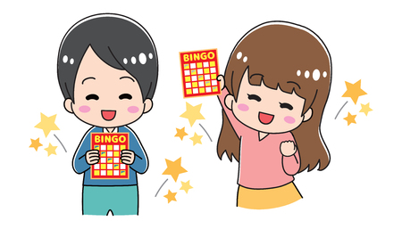 Child with bingo cardのイラスト素材