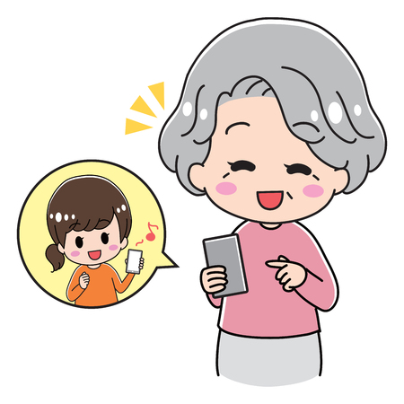 Incoming call from grandchildのイラスト素材