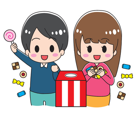 Picking up sweetsのイラスト素材