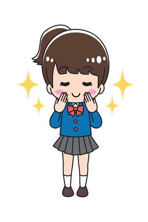 High school girl doing nailsのイラスト素材