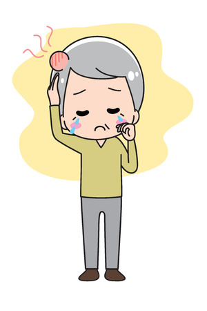 Dandelion falling senior manのイラスト素材