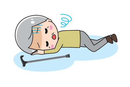 Senior man falling downのイラスト素材