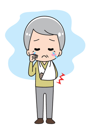 An old man with a fractureのイラスト素材